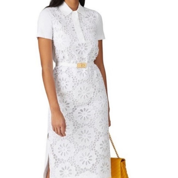 Tory Burch Lace Polo Dress White Womens Size XXS - Picture 1 of 12